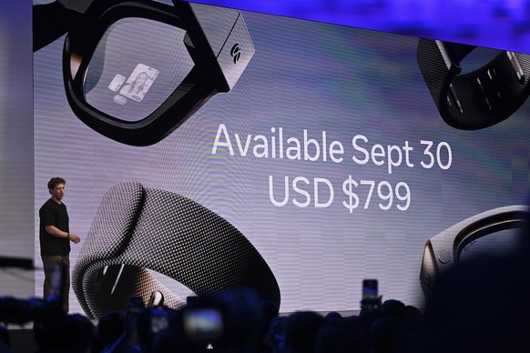 Meta CEO Mark Zuckerberg speaks during the company&#039;s Connect developer conference Wednesday, Sept. 17, 2025, in Menlo Park, Calif. (AP Photo/Nic Coury)
Meta Connect