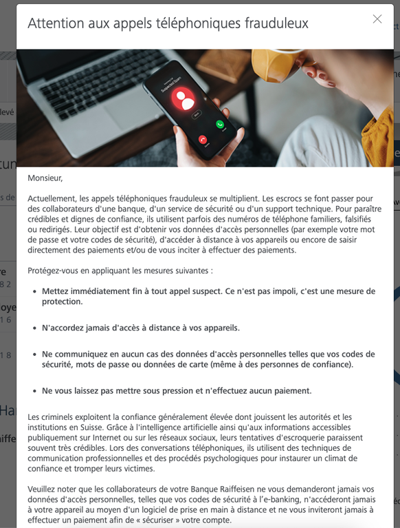Les clients de Raiffeisen sont visés par cette nouvelle arnaque