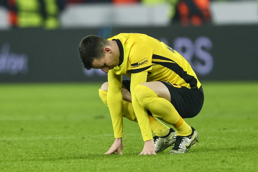 epa12691570 Sandro Lauper of Bern looks disappointed after losing the UEFA Europa League league phase match between VfB Stuttgart and Young Boys Bern, in Stuttgart, Germany, 29 January 2026. EPA/RONAL ...