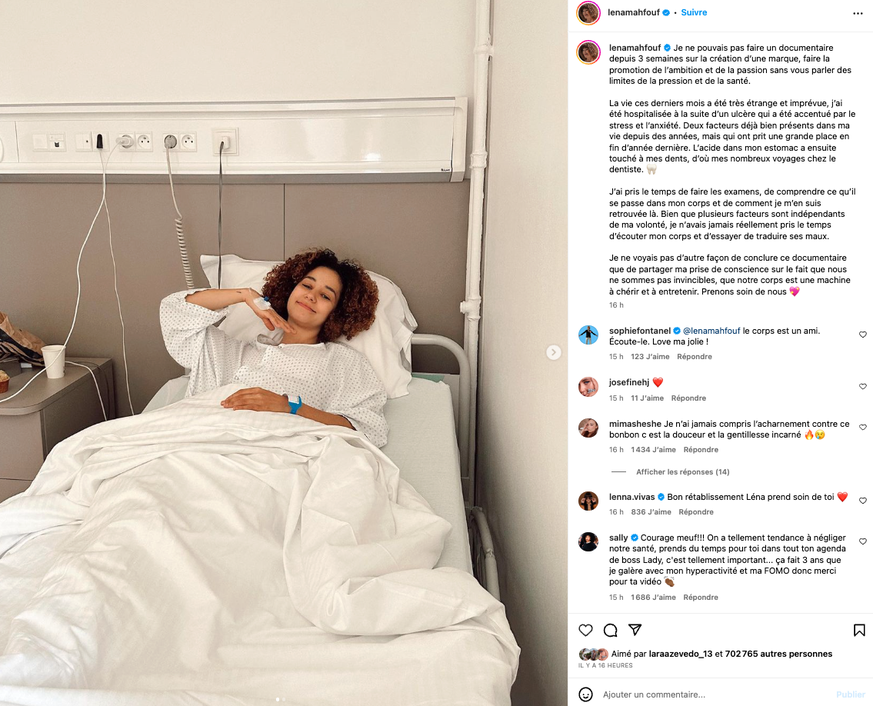 Léna situations hospitalisées d'urgences à cause d'un ulcère