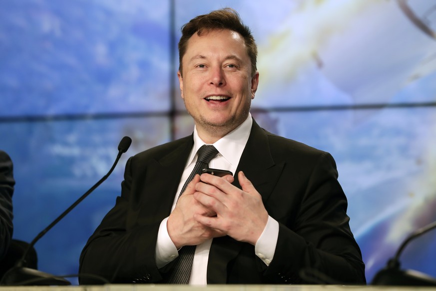 FILE - Elon Musk founder, CEO, and chief engineer/designer of SpaceX speaks during a news conference after a Falcon 9 SpaceX rocket test flight at the Kennedy Space Center in Cape Canaveral, Fla, Jan. ...