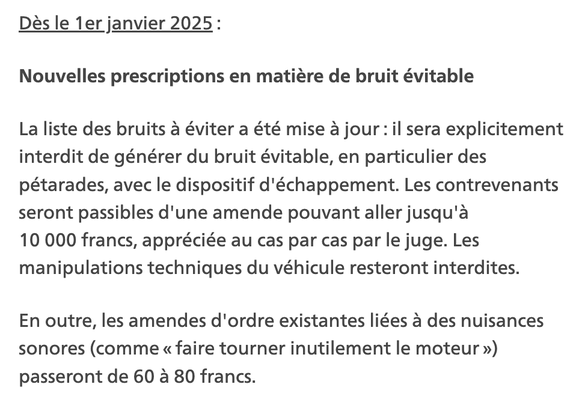 prescriptions en matière de bruit évitable