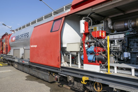 Der Tankloeschwagen eines Loesch- und Rettungszuges der SBB Feuerwehr - Intervention in Olten, am Mittwoch, 5. August 2026. Seit 20 Jahren steht die SBB Feuerwehr - Intervention als professionelle Org ...