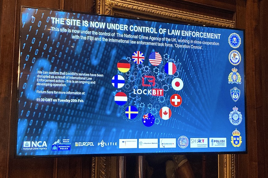 La page d'accueil du site de LockBit qui a été remplacée par les mots «ce site est maintenant sous le contrôle des forces de l'ordre».
