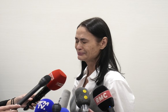 British actor Charlotte Lewis reacts after the verdict against filmmaker Roman Polanski Tuesday, May 14, 2024 in Paris. Roman Polanski was acquitted of defaming the actor whom he described as a liar a ...