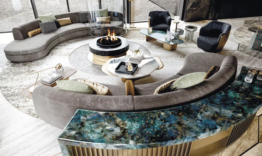 Une illustration proposée d&#039;un coin salon dans la «maison de jardin», voisine de la «cabane de pêcheur».