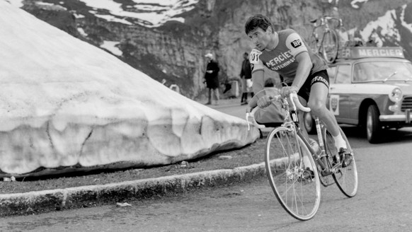 Raymond Poulidor in action at the mountain time trial from Buerglen to the Klausen Pass, taken on 21 June 1968 at the 9th stage of the Tour de Suisse. (KEYSTONE/PHOTOPRESS-ARCHIV/Str) (autotranslation ...