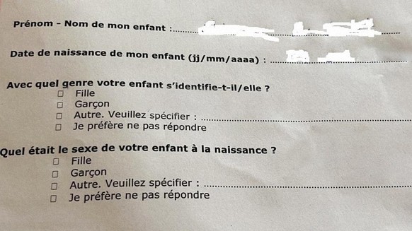Le questionnaire distribué aux parents de l'école primaire Carl-Vogt à Genève.