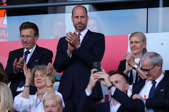 ZURICH, SWITZERLAND - JULY 09: HRH William, Prince of Wales, looks on during the UEFA Womens EURO 2025 Group D match between England and Netherlands at Stadion Letzigrund on July 09, 2025 in Zurich, S ...