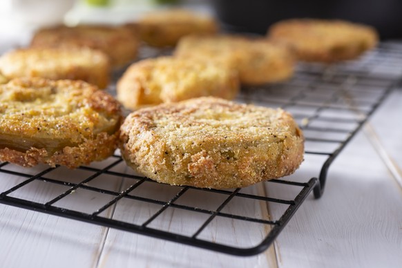 Fried Green Tomatoes on a Cooling Rack