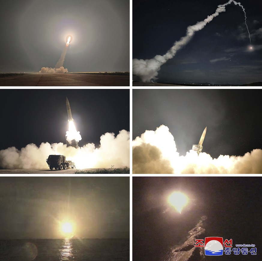 Cette combinaison de photos de l'exercice de frappe nucléaire a été fournie par le gouvernement nord-coréen.
