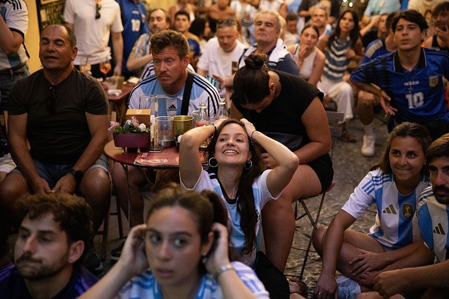 NAPLES, ITALY - JUNE 22: Argentina fans are seen during the World Cup match between Argentina and Austria in the Spanish Quarter of Naples, Italy on June 22, 2026. (Photo by Iso Ekle/Anadolu via Getty ...