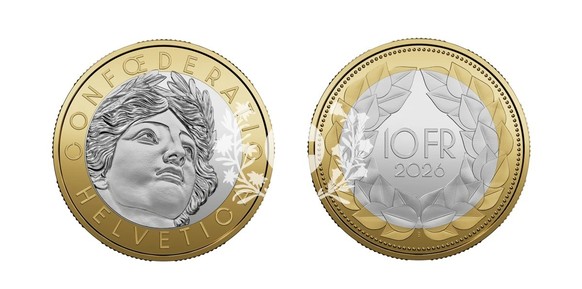 L'avers représente le portrait d'Helvetia, tourné vers le haut. Le revers présente une couronne de feuilles de hêtre, cet arbre étant le plus répandu en Suisse. La couronne, ouverte vers le  ...