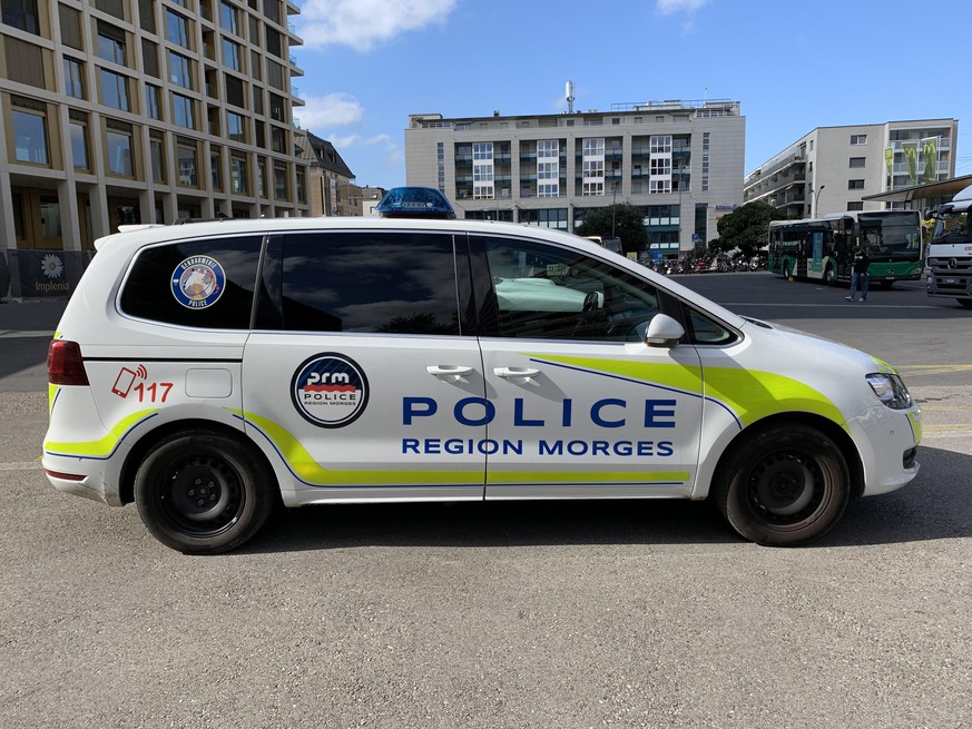 Voiture de police, Place de la Gare, Morges. 31 août 2021.