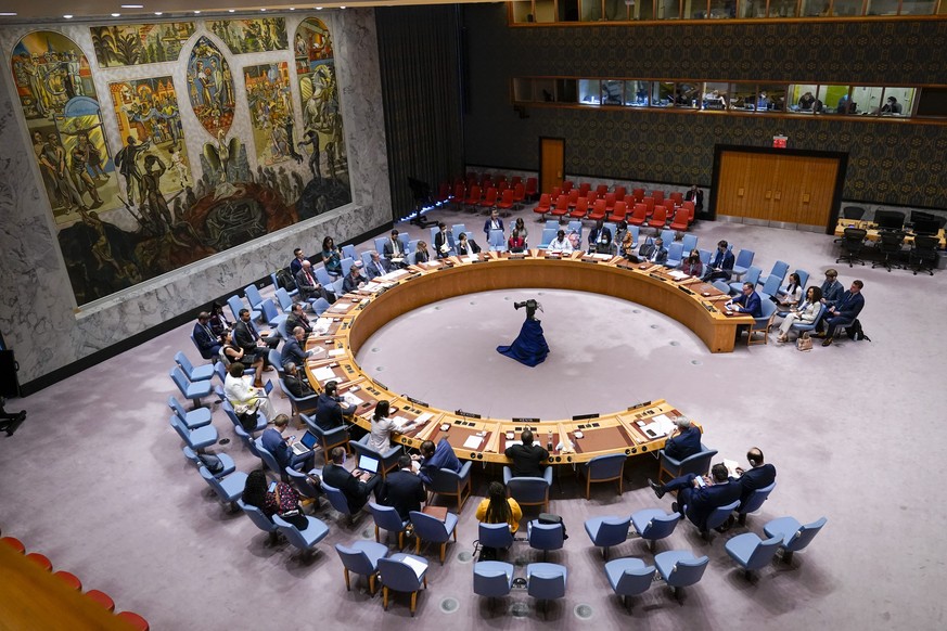 The United Nations Security Council meets on threats to international peace and security, Wednesday, June 8, 2022 at United Nations headquarters. (AP Photo/Mary Altaffer)