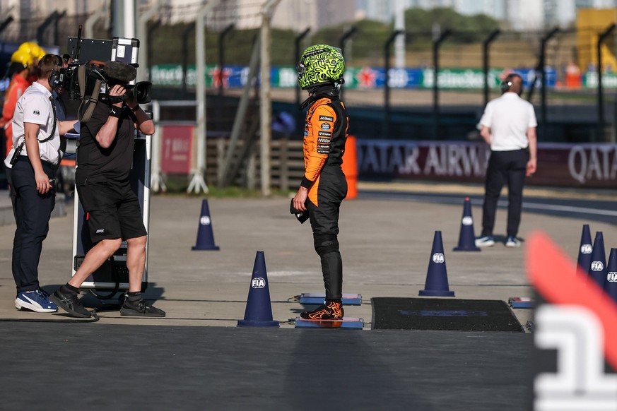 SHANGHAI, CHINA- MARCH 21: Lando Norris of Great Britain and McLaren F1 Team appears in the weigh bridge during Sprint Qualifying ahead of the F1 Grand Prix of CHINA at Shanghai International Circuit  ...