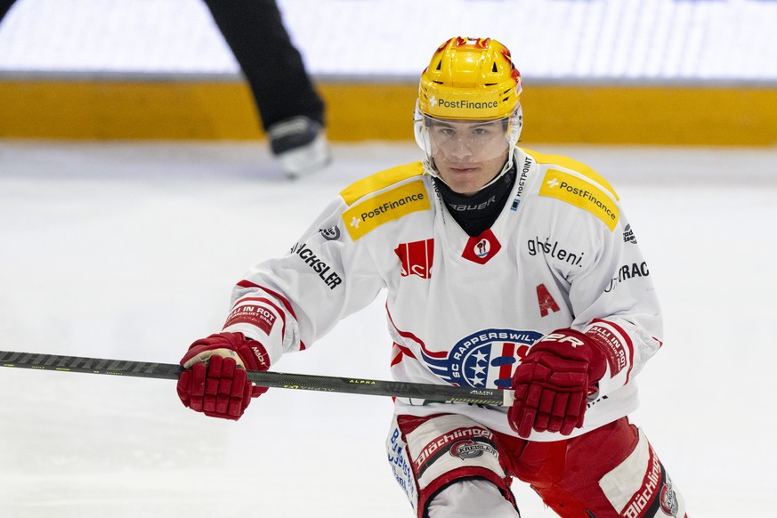 PostFinance Top Scorer Tyler Moy von Rapperswil beim Eishockey Play-in Spiel 1 der National League zwischen dem EV Zug und dem SC Rapperswil-Jona Tigers am Samstag, 7. Maerz 2026 in Zug. (PostFinance/ ...
