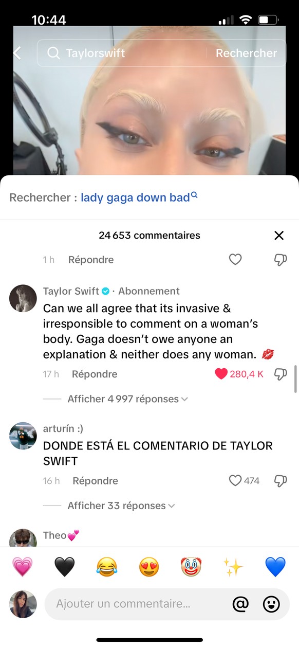Taylor Swift a pris la défense de Lady Gaga sur TikTok