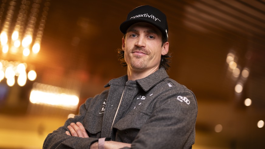 Ski racer Marc Rochat from Switzerland poses during the Swiss-Ski federation press conference prior to the FIS Alpine Ski World Cup Slalom race, in Adelboden, Switzerland, on Friday, January 9, 2026.  ...