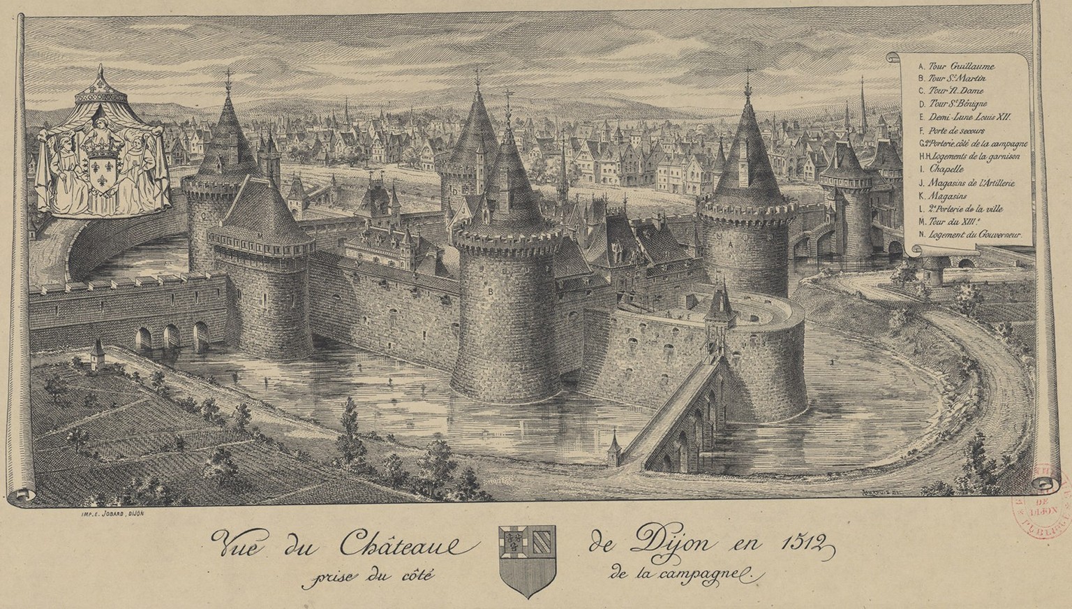 Le château de Dijon vers 1512.
http://patrimoine.bm-dijon.fr/pleade/ead.html?c=FR212316101-Images_dijonnaises_L_Est_AS_I_4#!{%22content%22:[%22FR212316101-Images_dijonnaises_L_Est_AS_I_4%22,false,%22% ...