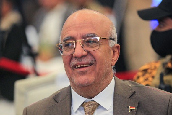 Yemen&#039;s Huthi-led government&#039;s Prime Minister Ahmed al-Rahawi attends an event in Sanaa on January 27, 2025. The prime minister of Yemen&#039;s Huthis was killed in an Israeli airstrike alon ...
