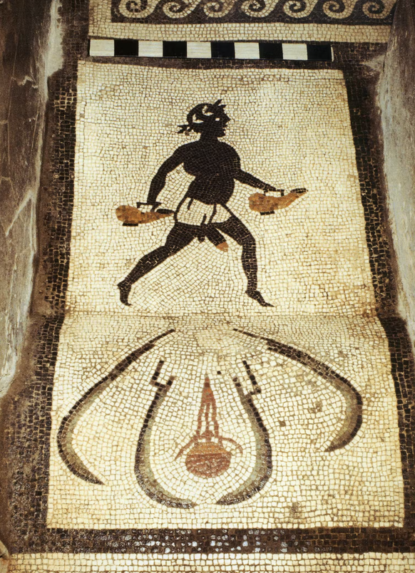 Mosaïque de l’entrée du caldarium de la maison de Ménandre à Pompéi, 1ᵉʳ siècle apr. J.-C.