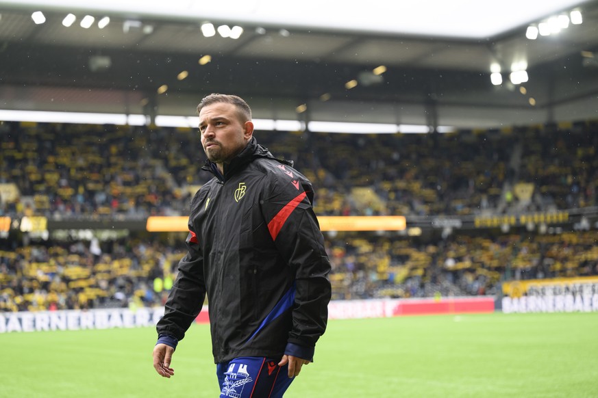 Xherdan Shaqiri (FCB) (links) vor dem Fussball Meisterschaftsspiel der Super League zwischen dem BSC Young Boys und dem FC Basel, im Stadion Wankdorf in Bern, am Sonntag, 10. Mai 2026. (KEYSTONE/Chris ...