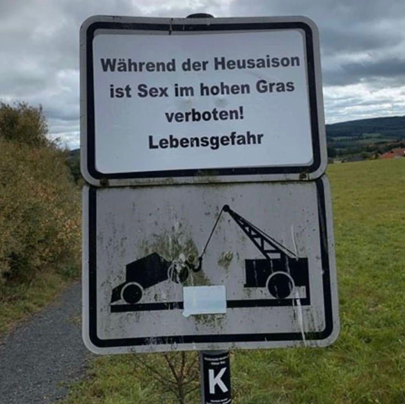 Lustige Schilder: Kein Sex im hohen Gras