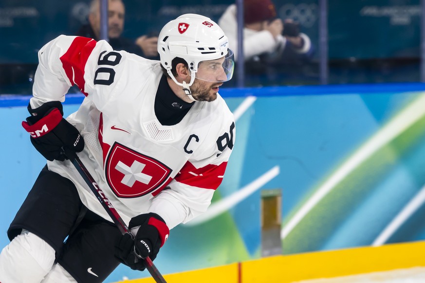 Switzerland's Roman Josi in action, during the men's ice hockey quarterfinal game between Finland and Switzerland at the 2026 Olympic Winter Games in Milan, Italy, on Wednesday, February 18, ...