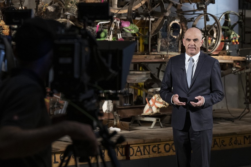 Alain Berset s'est exprimé depuis l'Espace Jean Tinguely, à Fribourg.