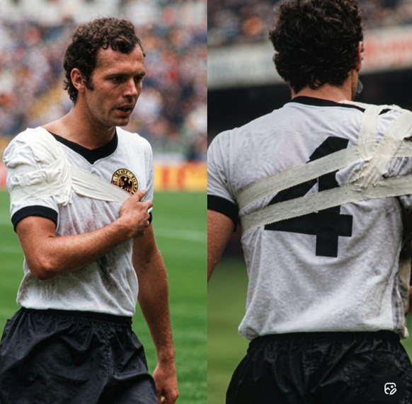 Franz Beckenbauer a joué près d'une heure comme ça, lors de ce fameux RFA-Italie de 1970.