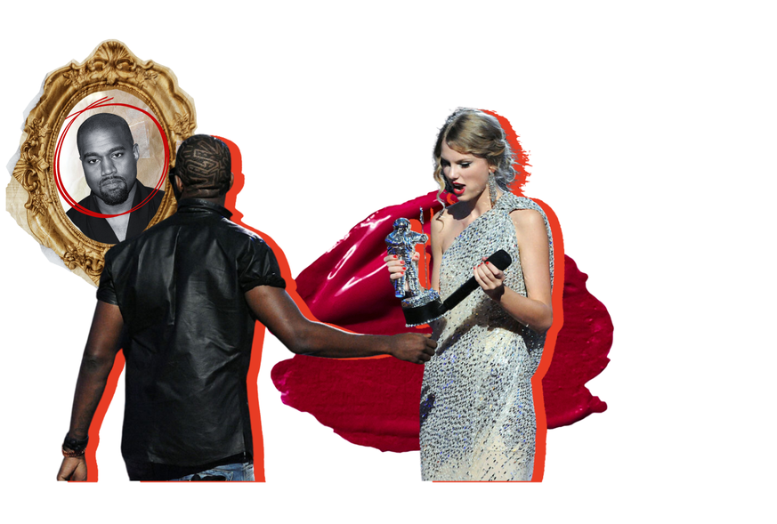 Kanye West et Taylor Swift sur la scène des VMA&#039;s en 2009.