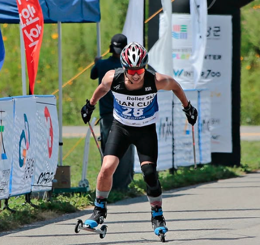Edward Limbaga s'est quand même entraîné plusieurs fois sur le bitume avant de mettre ses skis.