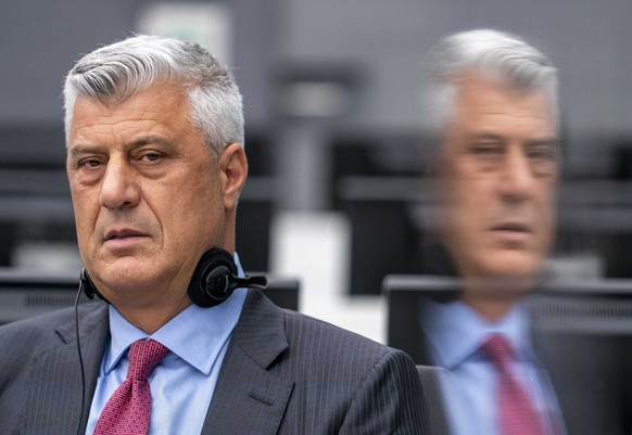 epaselect epa08809733 Kosovar former president Hashim Thaci in the courtroom of the Kosovo Tribunal in the Hague, the Netherlands, 09 November 2020. Thaci is being charged by the war crimes and crimes ...
