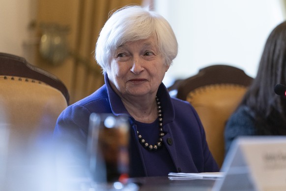 Treasury Secretary Janet Yellen speaks at the Treasury Department in Washington, Jan. 10, 2023. The federal government is on track to max out on its $31.4 trillion borrowing authority as soon as this  ...