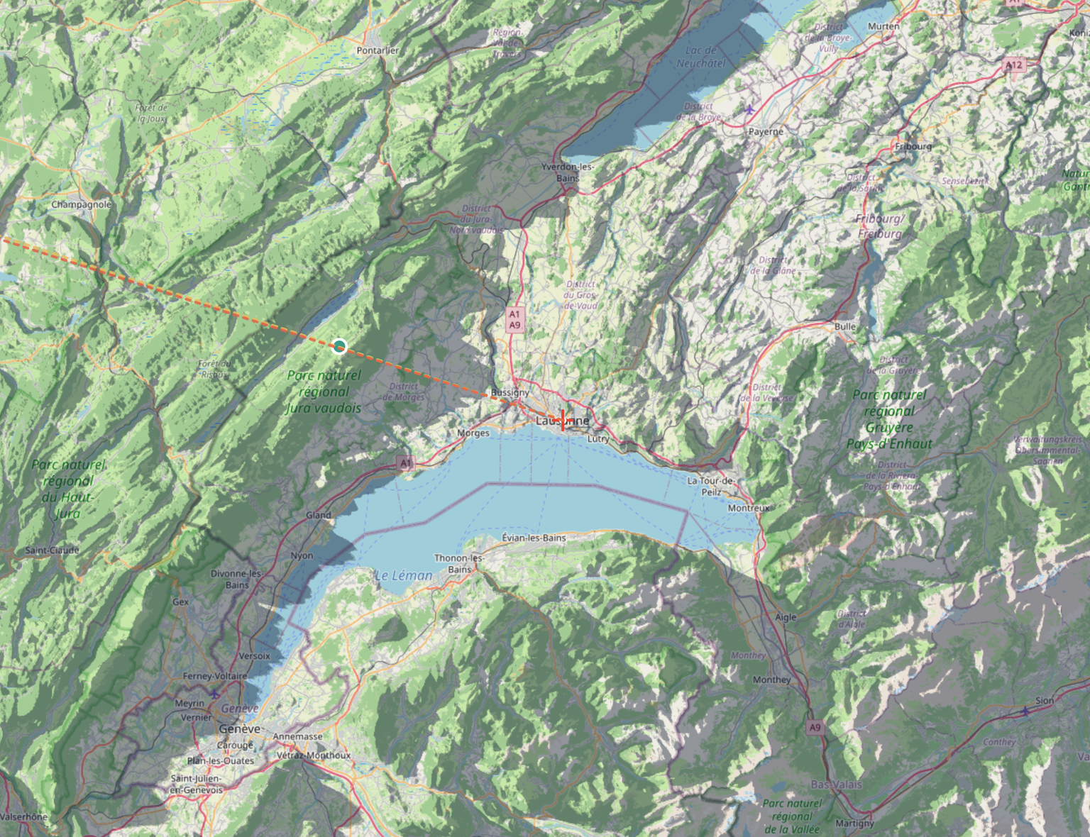 Vous pouvez voir ici les zones d’ombre sur les reliefs. Les meilleures conditions d’observation semblent se situer dans le massif du Jura et les Préalpes, à moins que vous ne soyez alpiniste