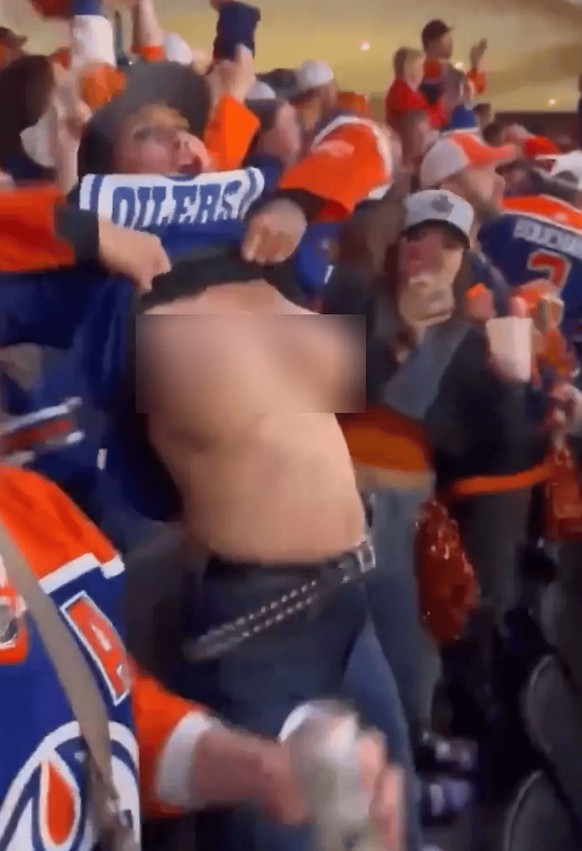 La fan des Oilers seins nus