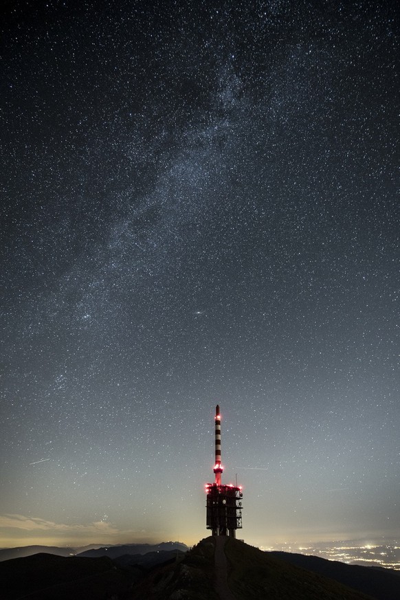 A telecommunication station is pictured below the Milky Way, from the summit &quot;Chasseral&quot; (1607m) based in the Jura Mountains, in the canton of Bern, Switzerland, on Thursday, 29 September 20 ...
