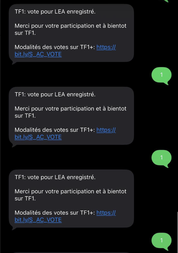 copies d'écran pour les votes pour Léa Doffey, demi-finalistes de la Star Academy 2026