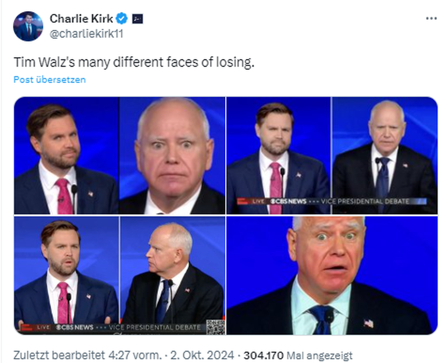 Tim Walz und Vance in Debatte