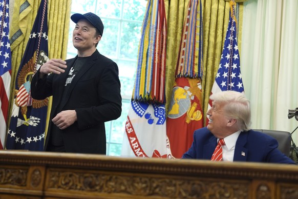 Elon Musk speaks during a news conference with President Donald Trump in the Oval Office of the White House, Friday, May 30, 2025, in Washington. (AP Photo/Evan Vucci)
Donald Trump,Elon Musk
