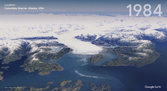 Google Earth Glacier Alaska USA réchauffement climatique timelapse