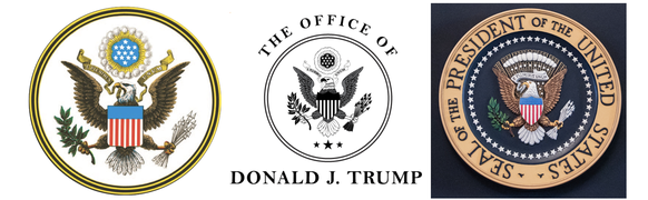 Le sceau des Etats-Unis, celui de Donald Trump après son mandat, copié sur le logo officiel du président.