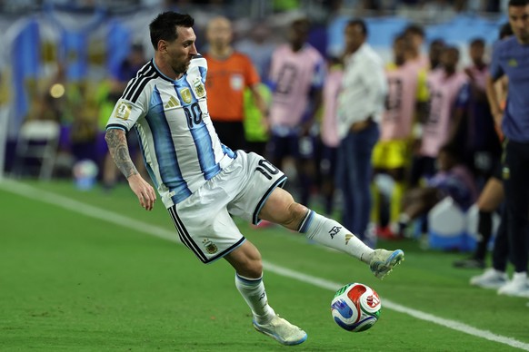 epa13084917 Lionel Messi of Argentina in action during the FIFA World Cup 2026 Round of 32 match Argentina against Cape Verde, in Miami, Florida, USA, 03 July 2026. EPA/CRISTOBAL HERRERA-ULASHKEVICH