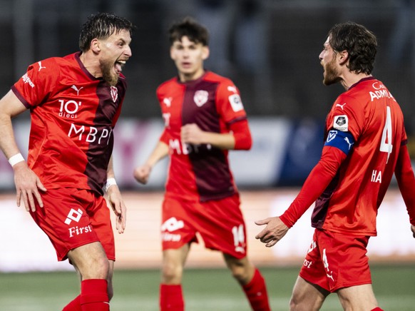 La joie des joueurs de Vaduz, qui retrouvent la Super League