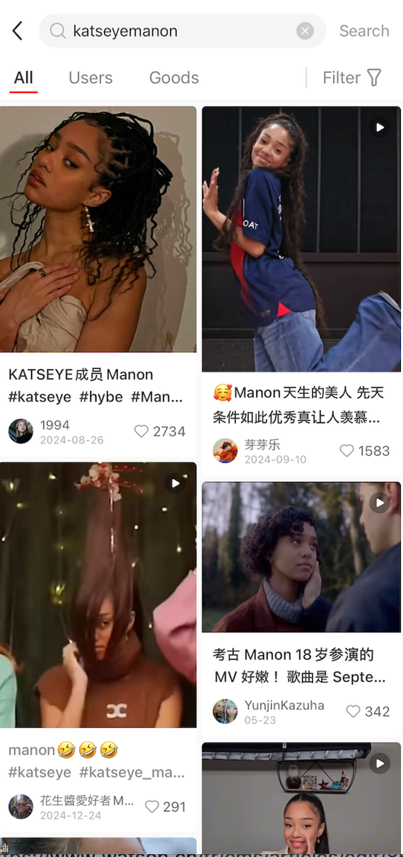 Des vidéos de Manon, et de son groupe, tournent sur Xiahongshu.