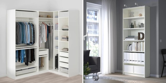 L'armoire Pax (gauche) et la bibliothèque Billy (droite) font partie des meilleures ventes d'Ikea.