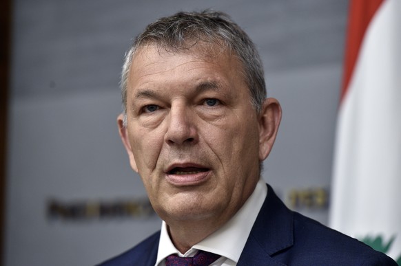 epa11373011 Philippe Lazzarini, Commissioner General of the United Nations Relief and Works Agency for Palestine Refugees in the Near East (UNRWA), addresses a press conference after a meeting with th ...