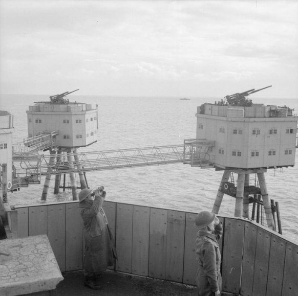 Les positions des forts Maunsell au large de l'estuaire de la Tamise