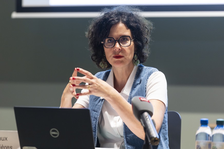 Christelle Luisier Brodard, conseillere d'Etat vaudoise, parle lors d'un conference de presse du Gouvernement vaudois consacree a la presentation des enjeux de la votation sur l'initiat ...